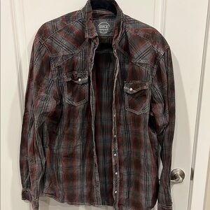 DICKIES Red and Gray Plaid Shirt